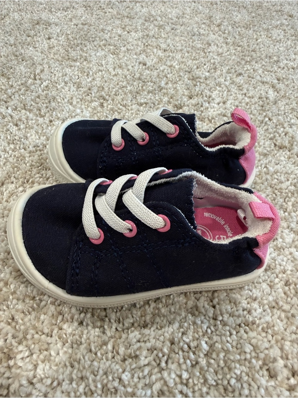 wonder nation Navy and Pink Canvas Lace-Up Kids Sneakers